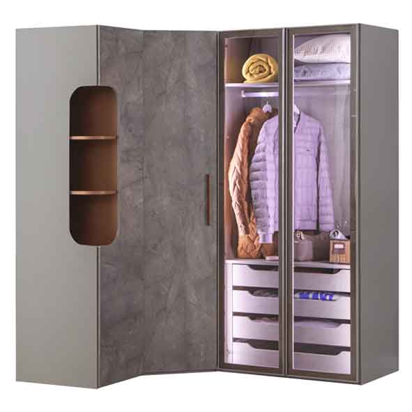Ares Armoire Corner with Drawers (4 Doors)