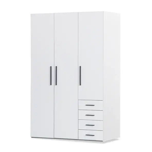 Atlas White Armoire with Drawers (3 Doors)
