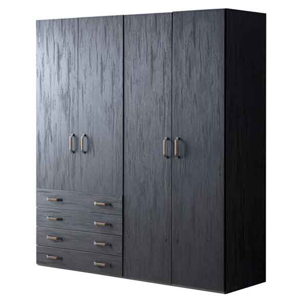 Dark Armoire with Drawers (4 Doors)
