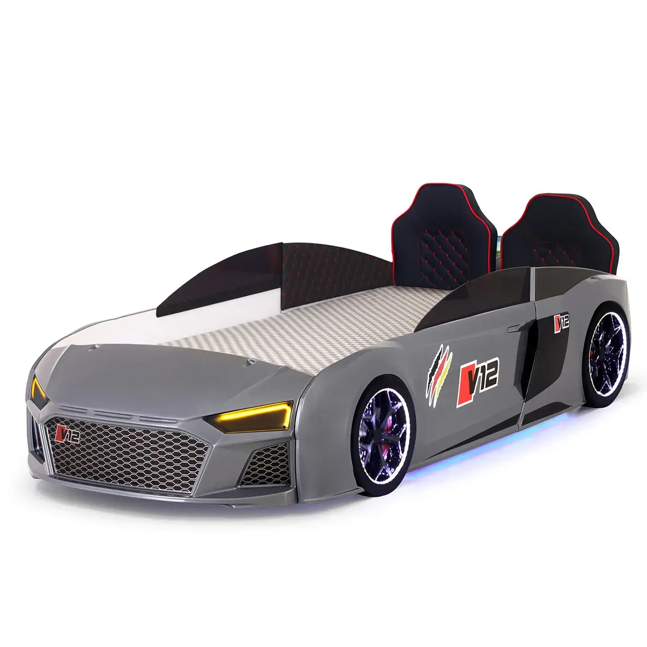 Audi Gray Car Bed with Remote Controlled Sound System