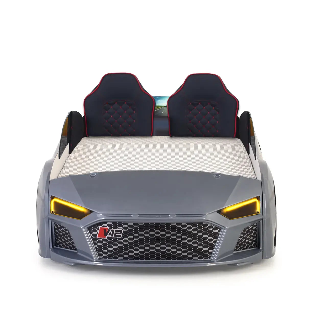 Audi Gray Car Bed with Remote Controlled Sound System