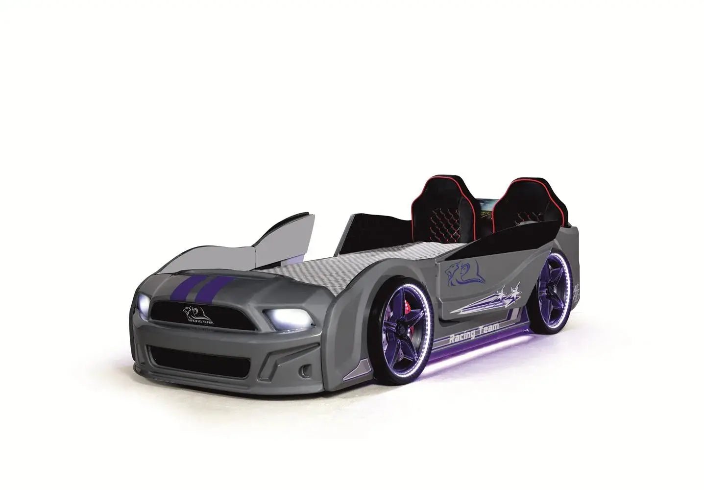 Grey White Car Bed